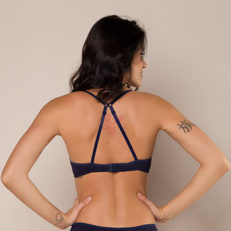 Sutiã Básico Com Bojo Push Up E Opção Nadador Azul Marinho