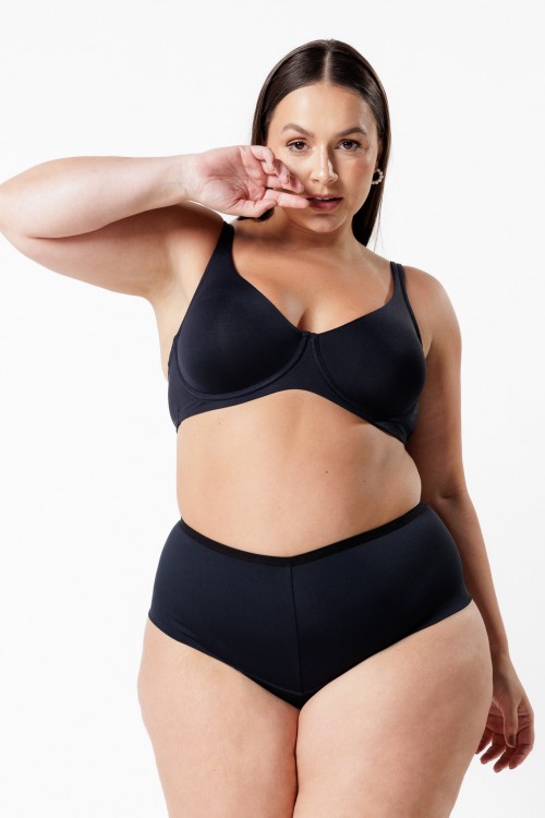 Calcinha com Reforço na Cintura Microfibra Preto