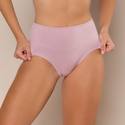 Calcinha Firmadora com Faixa Dupla Microfibra Rosa Claro