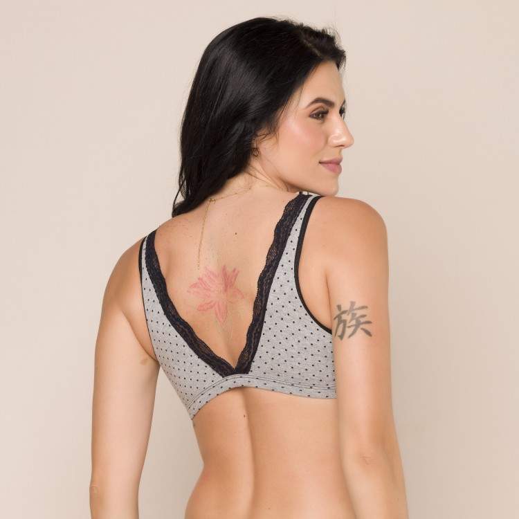 Sutiã Top Confort Cinza Poá