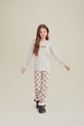 Pijama Longo Estrelas E Urso Juvenil