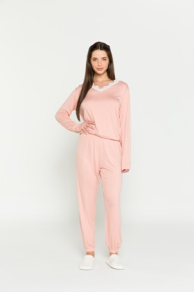 Pijama Feminino Longo Rosa Claro
