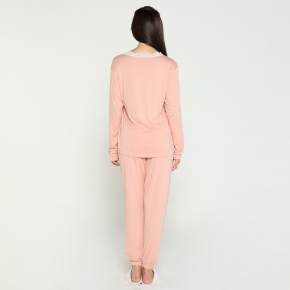 Pijama Feminino Longo Rosa Claro