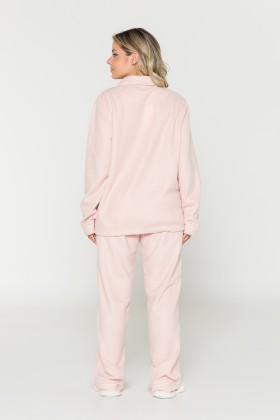 Pijama Fleece com Botões Rose