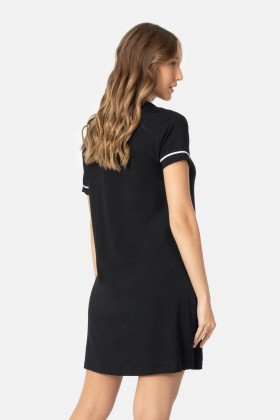 Camisola Com Botões Frontal Preto