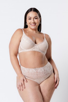 Calcinha Hot Pant De Renda Nude