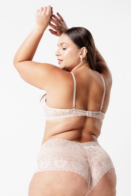 Calcinha Caleçon De Renda Nude