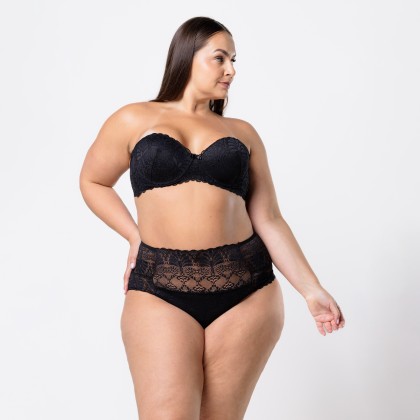 Calcinha Hot Pant De Renda Preto