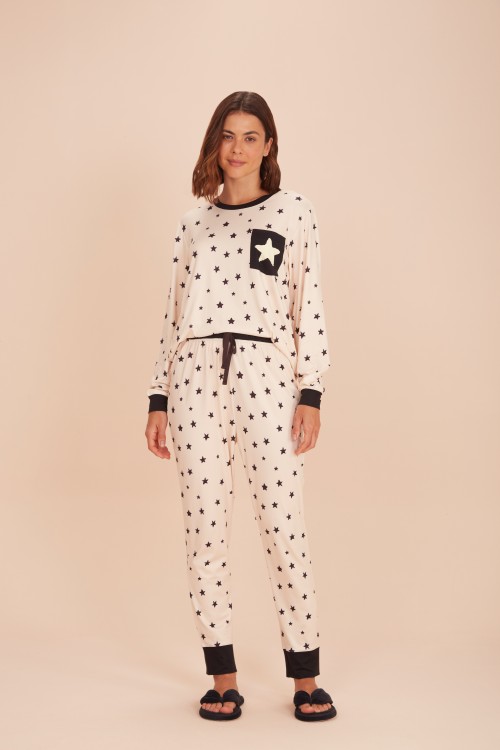 Pijama Feminino Longo Estrelas