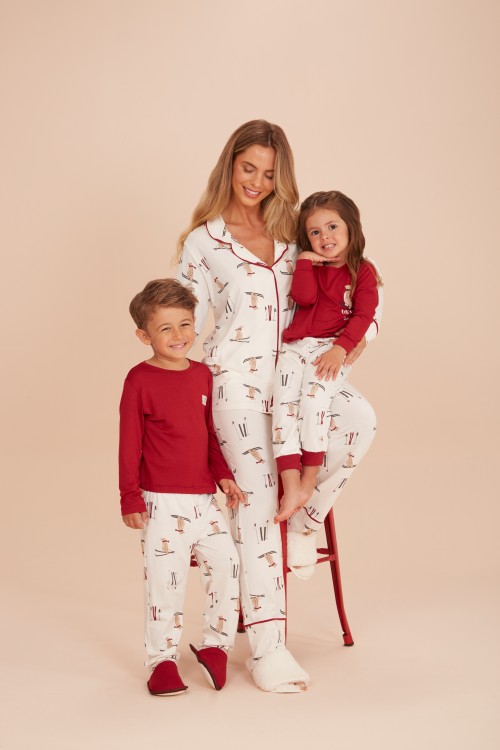 Pijama Camisaria Longo Urso na Neve