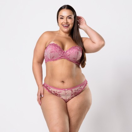 Calcinha De Renda Nude e Rosa