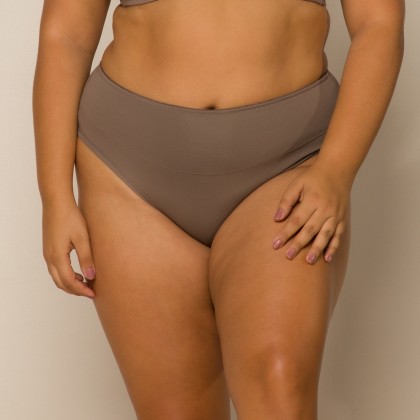 Calcinha Firmadora com Faixa Dupla Microfibra Plus Castanho