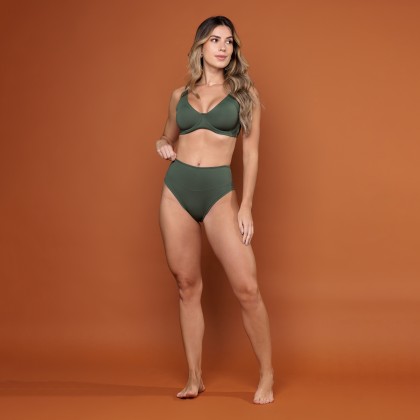 Calcinha Firmadora com Faixa Dupla Microfibra Verde Croco