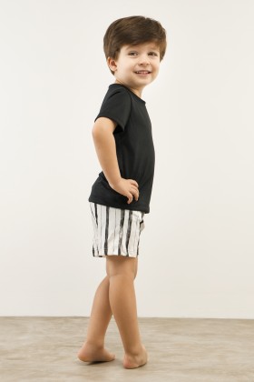 Pijama Infantil Manga Curta Preto