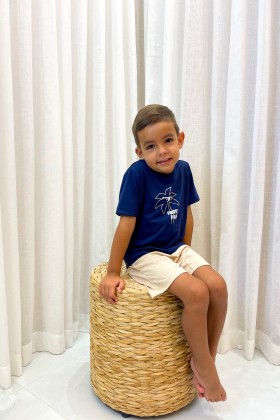 Pijama Infantil Manga Curta Azul Marinho
