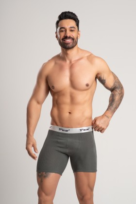 Cueca Long Fibra de Bambu Canelado Cinza