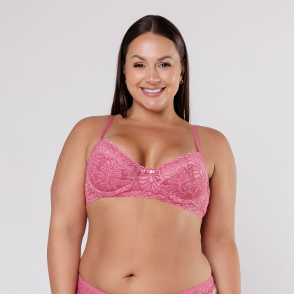 Sutiã Meia Taça De Renda Rosa