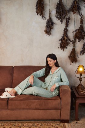 Pijama Camisaria Longo Listrado
