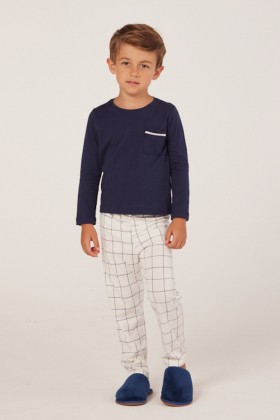 Pijama Longo Infantil Masculino Quadriculado