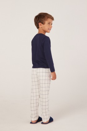 Pijama Longo Infantil Masculino Quadriculado
