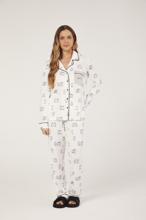 Pijama Feminino Camisaria Longo