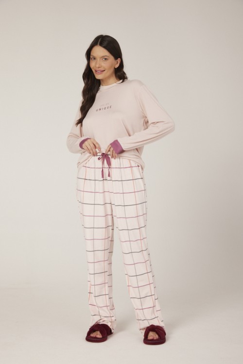 Pijama Feminino Longo com calca em fleece