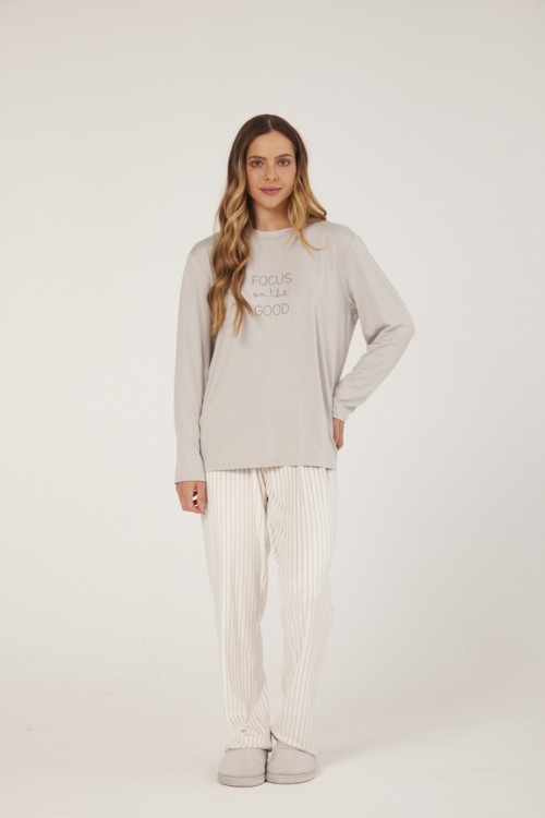 Pijama Feminino Longo com calca em fleece