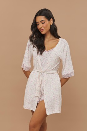 Robe Floral Com Detalhes Em Renda