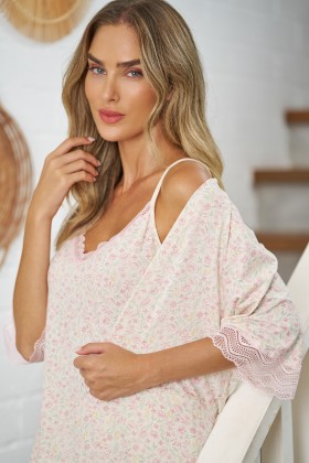 Robe Floral Com Detalhes Em Renda