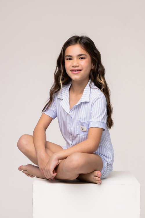 Pijama Camisaria Manga Curta Infantil