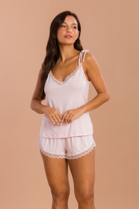 SHORT DOLL ALÇA COM DETALHES EM RENDA