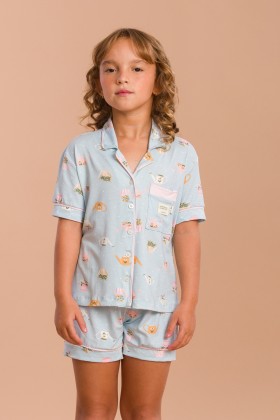 Pijama Camisaria Manga Curta Infantil