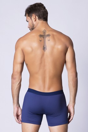 Cueca Boxer Básica Microfibra Azul Marinho
