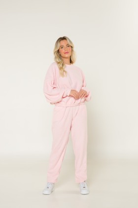 Pijama Fleece Manga Longa Rosa