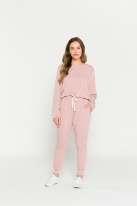 Pijama Manga Longa Rosa Argila Com Punho
