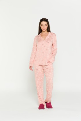 Pijama Feminino Longo Rosa Ouriços