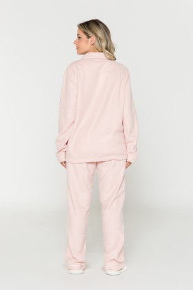 Pijama Fleece com Botões Rose