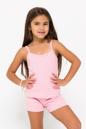 Pijama Infantil Estampa Poá Rosa