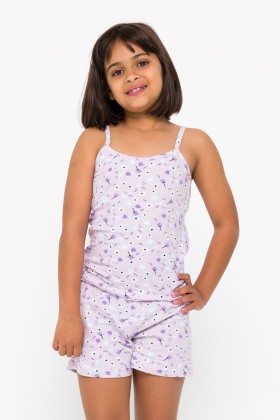 Pijama Infantil Estampa Flores Lilás