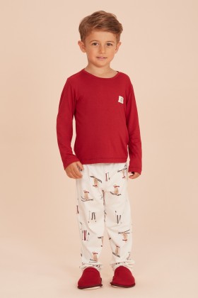 Pijama Longo Infantil Masculino Bordo